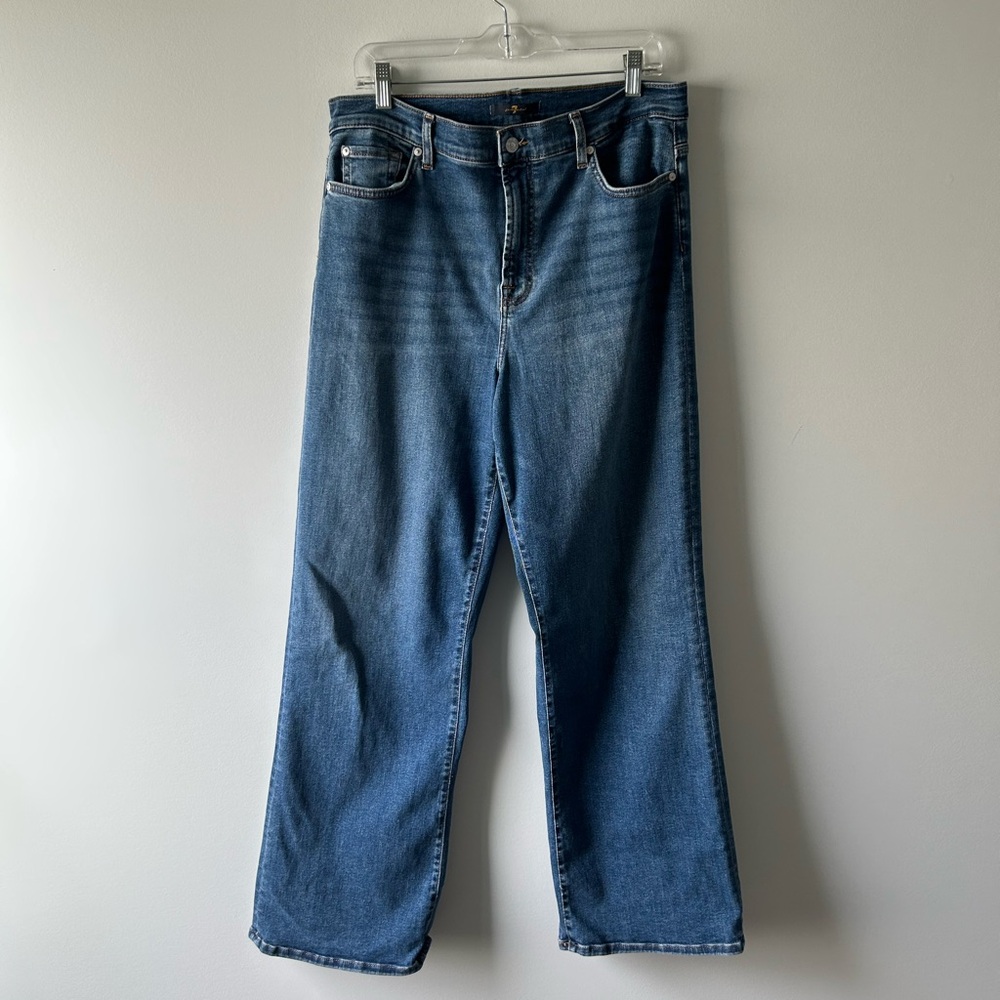 7 For All Mankind medium wash Alexa Fawn wide leg straight jeans